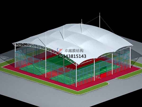 遼陽網(wǎng)球場膜結構頂蓋/籃球場屋頂/門球場雨棚安裝
